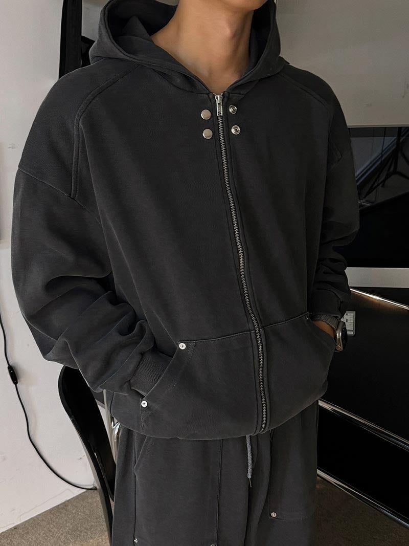 ASCLO Rivet Point Sweat Hood Zip Up (3color)