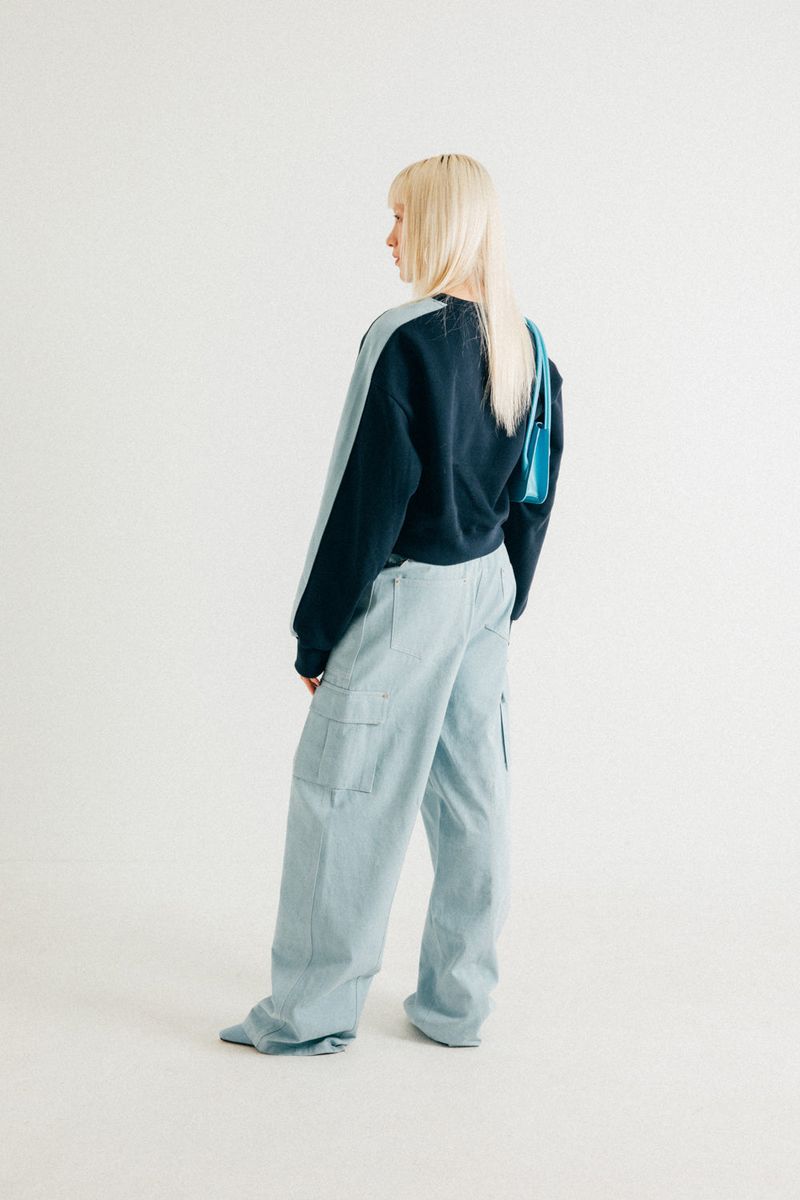 NAVY BAG CROP SWEATSHIRT (fleece)