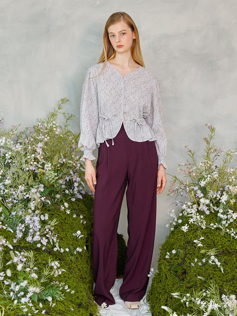 Lace Button Puff Blouse (2colors)