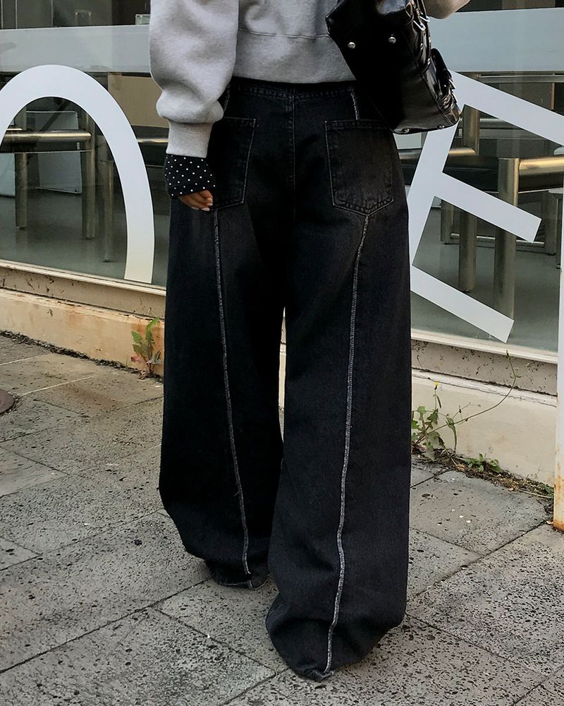[ORIGINAL] Crew Contrast Wide Denim Pants