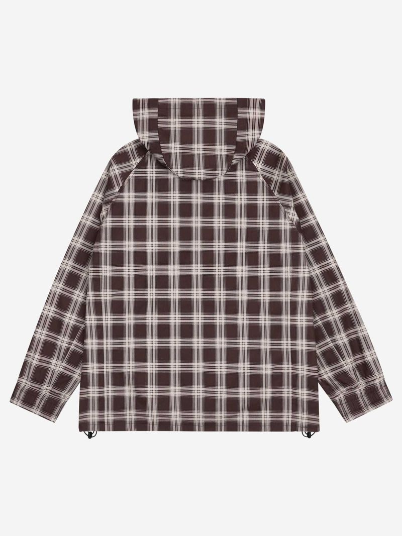REGULAR CHECK ANORAK (BROWN)