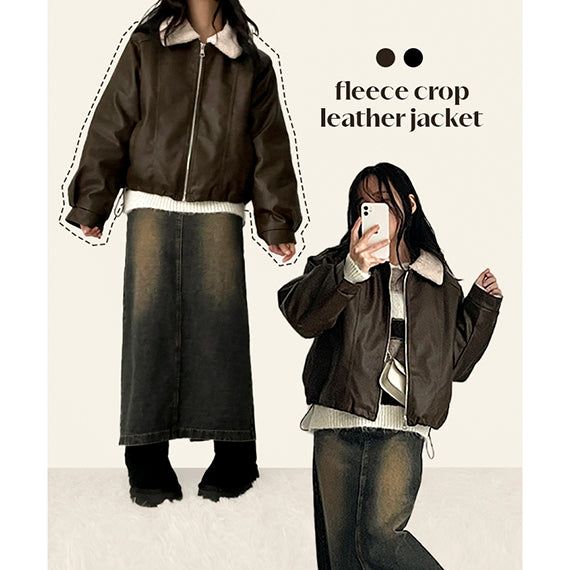 The hit incision collar wool leather jumper