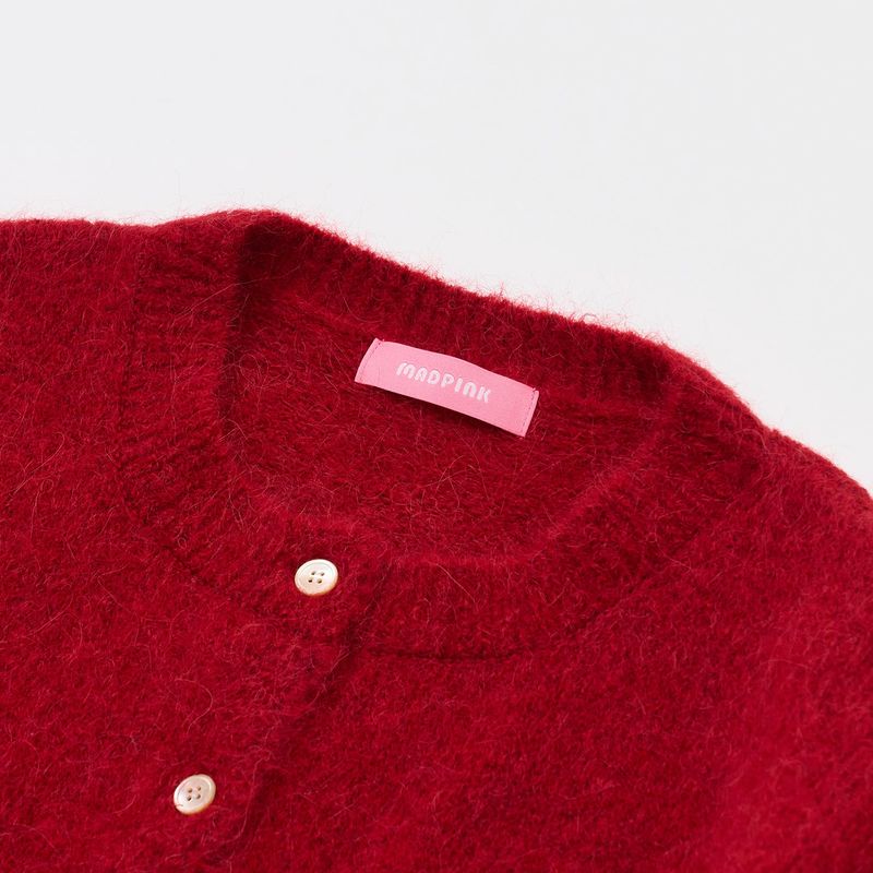 CLASSIC BUTTON CARDIGAN RED