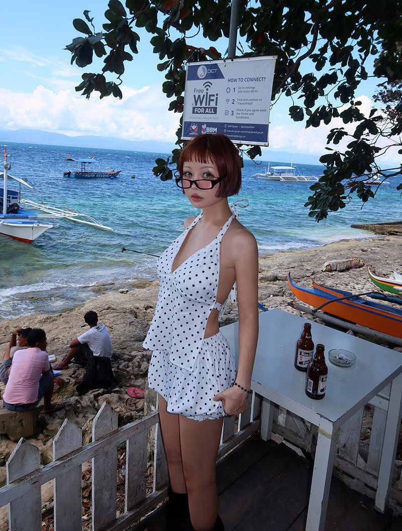 Bonnie dot bagless bustier blouse