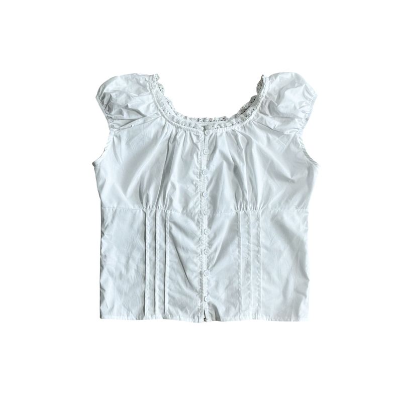 Shirring pintuck puff blouse