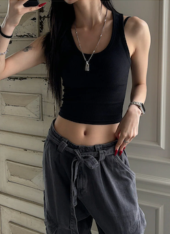 [BASIC ITEM] Rib crop sleeveless(9color)