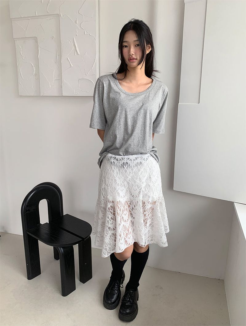 AIR U-NECK LOOSE TEE (5C)