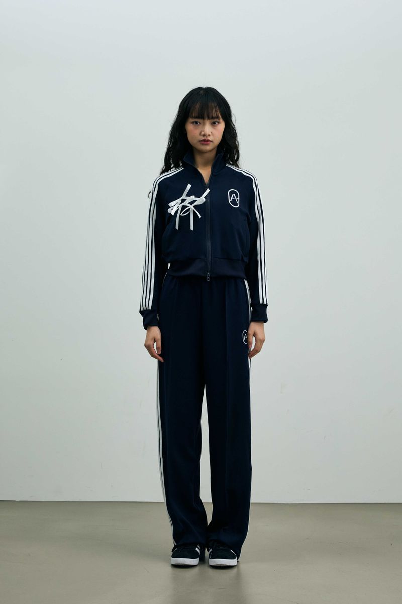 RIBBON JERSEY TRACK PANTS / NAVY