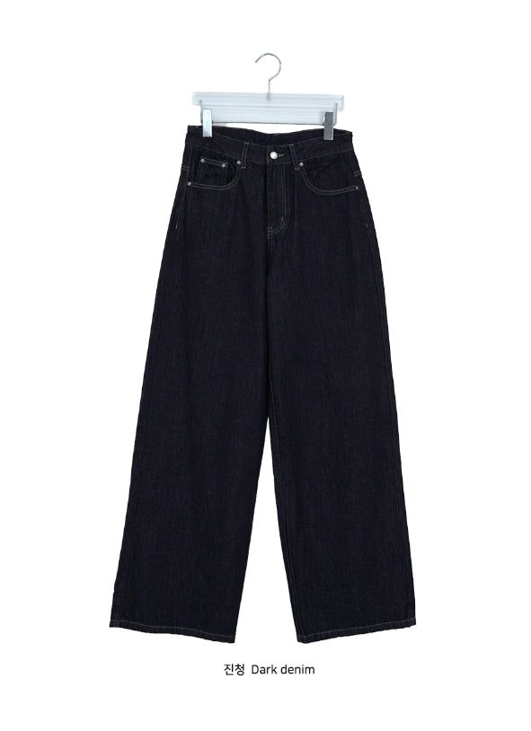 Celes Back Adjust Raw Denim Wide Pants
