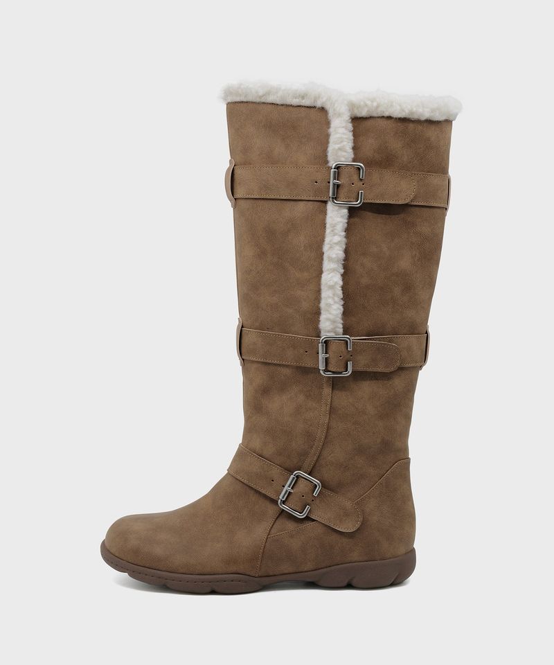 Ember 0034. Belted Fur Boots - 2colors