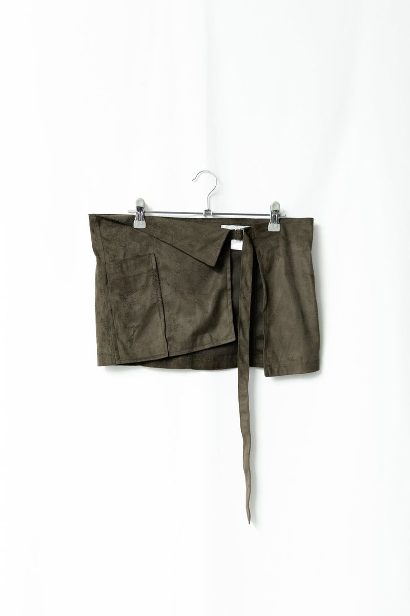 buckle suede wrap skirt(2colors)