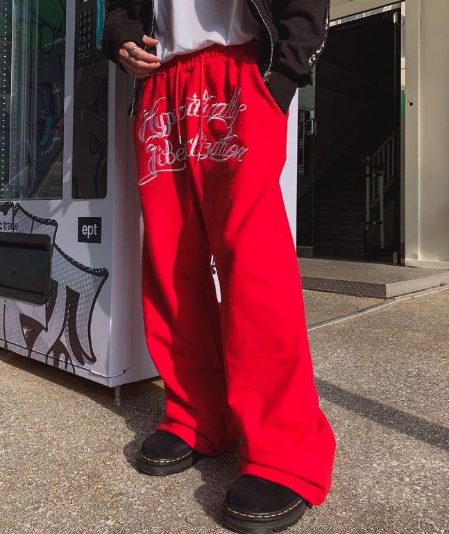 Zenith embroidered brushed wide pants