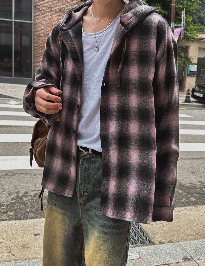 Kant Check Hooded Shirt