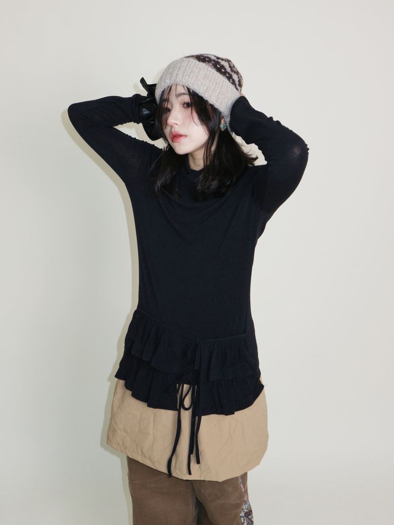 Yves Double Frill Layered Shea Turtleneck (Turtleneck)
