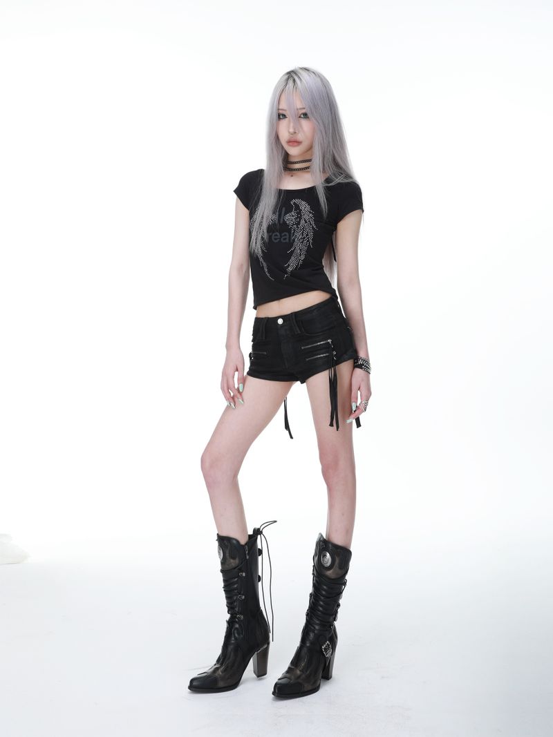 SEXXDEVIL Waxed Zip Micro Shorts