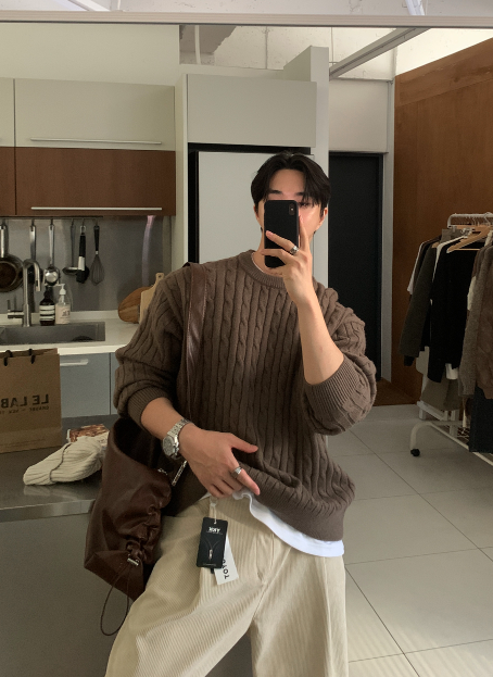 LOOKPLE（ルックプル）の「 Yogis Heavy Overfit Kissing Round Knit（Tops）」