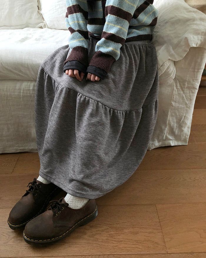 Been Melange Long Flare Skirt