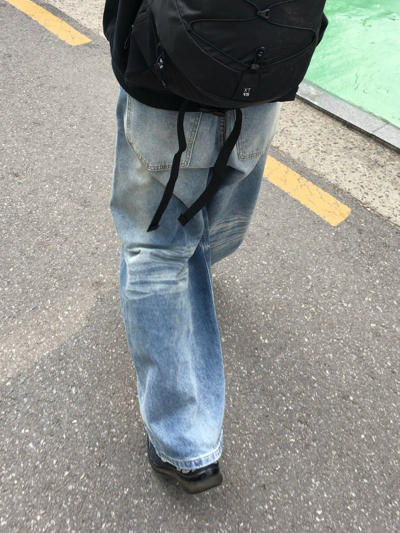 Bart washed straight denim pants