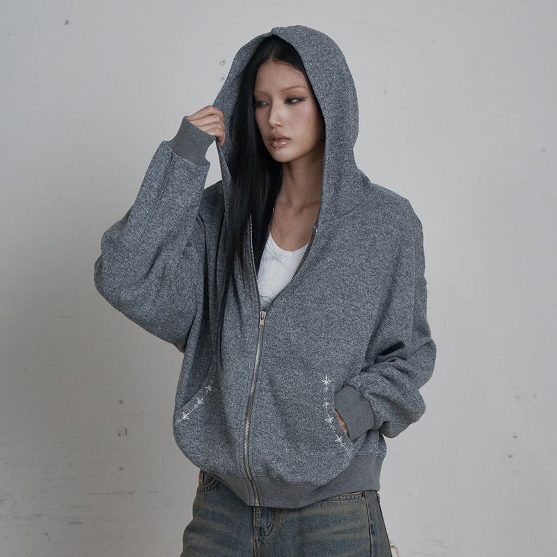 Curetty（キュリティ）の「C HOODED KNIT ZIP-UP_GRAY（Tops）」