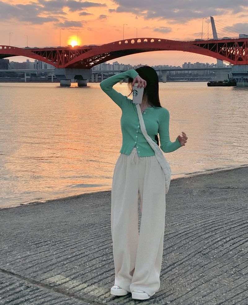 [BELLIDE MADE] Cloud Rib Rubber Waist Wide Pants