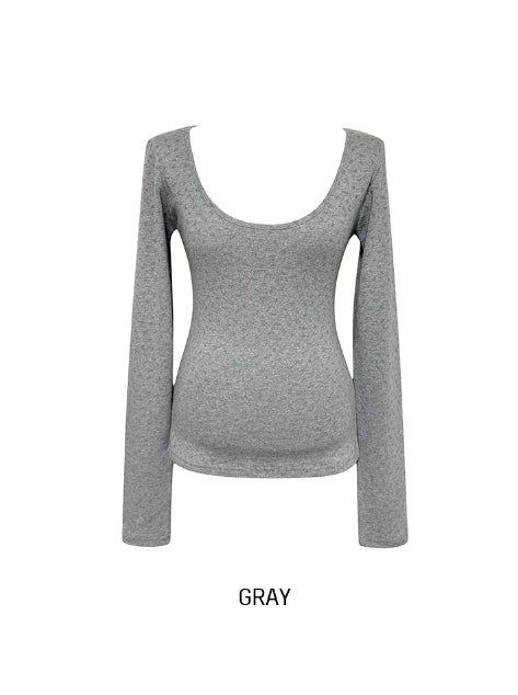 Titi Flower Deep U-Neck Long Sleeve