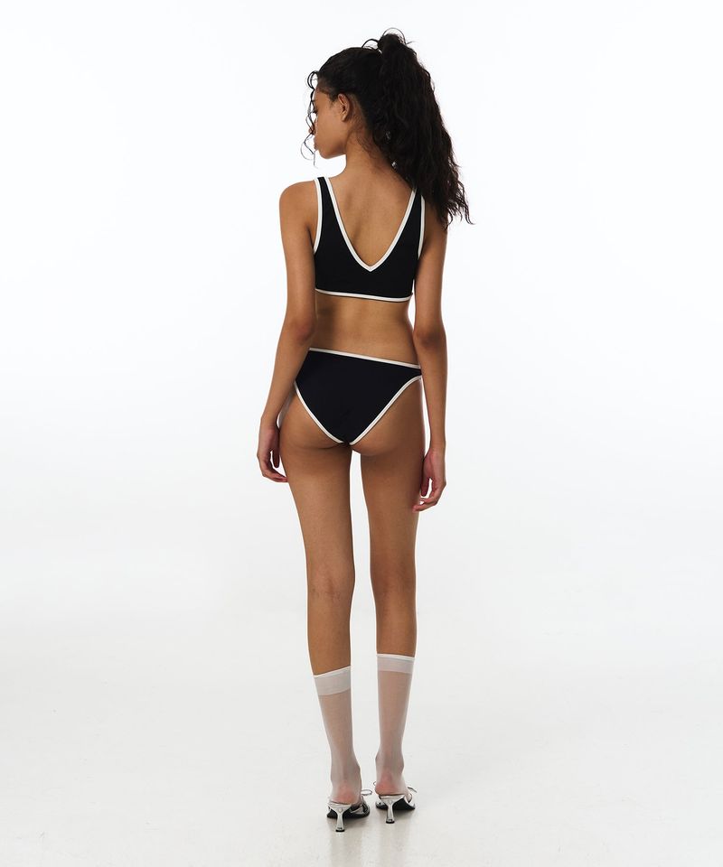 Line Ribbon Dual Bikini Bra (Black)