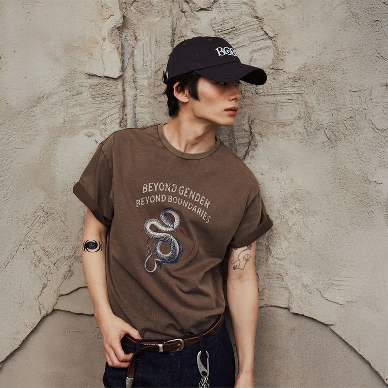 BGBB Snake Garment Dyed half T (Brown)