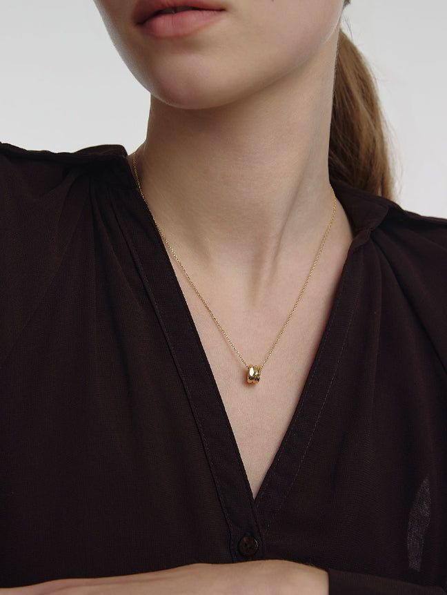 26SS★ Triple Silver Cutout Necklace S