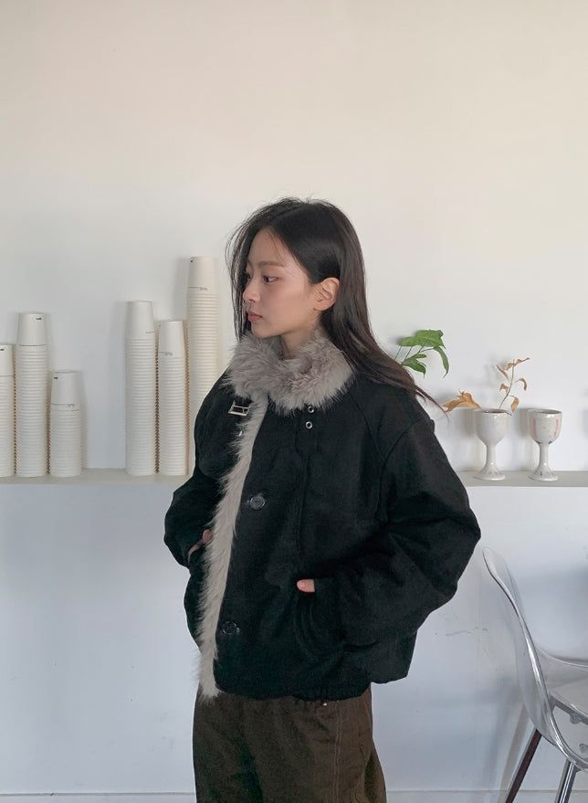 Camme Quilting High Neck Fur Mustang Jacket