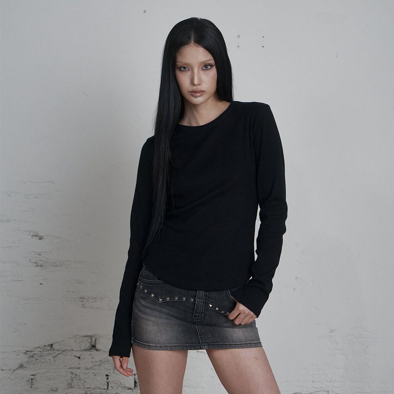 C 90S LINE BASIC LONG SLEEVE T-SHIRT_BLACK