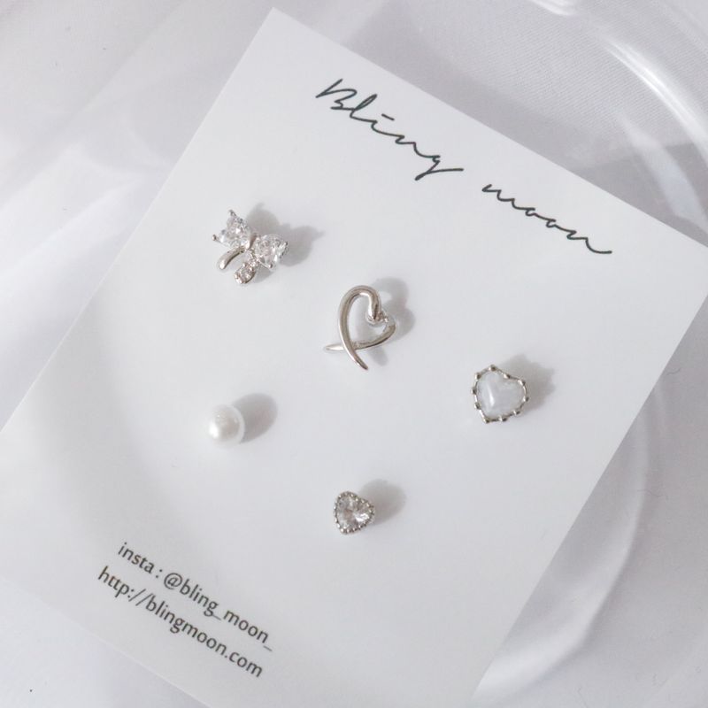 [5 set] Ribbon Pearl Piercing Set