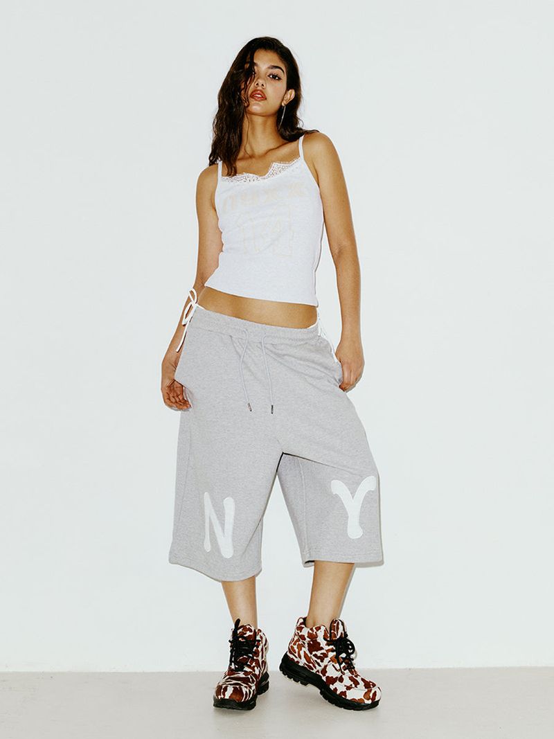 LACE SLEEVELESS HEATHER GREY