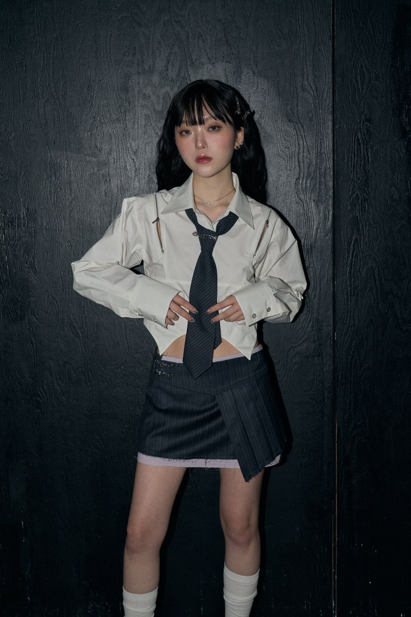 zipper crop sh - ivory