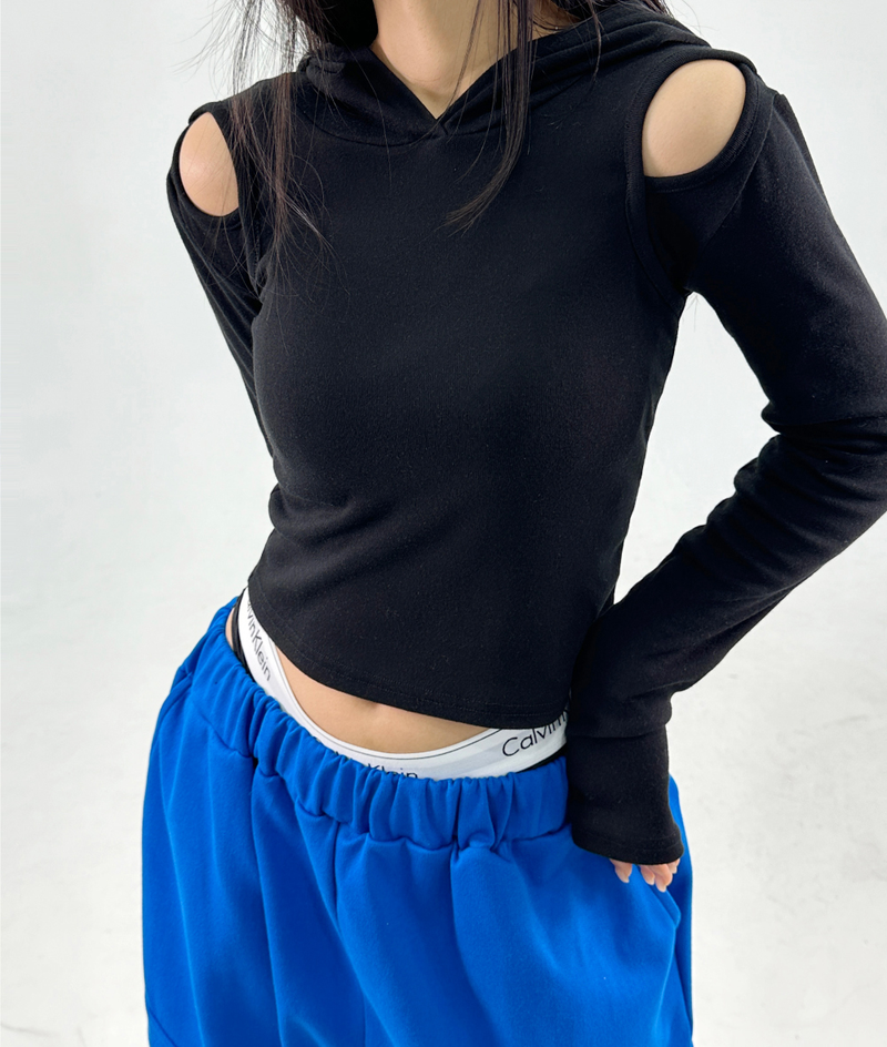 SHOULDER SLIT + HOOD♥ - 4 COLORS