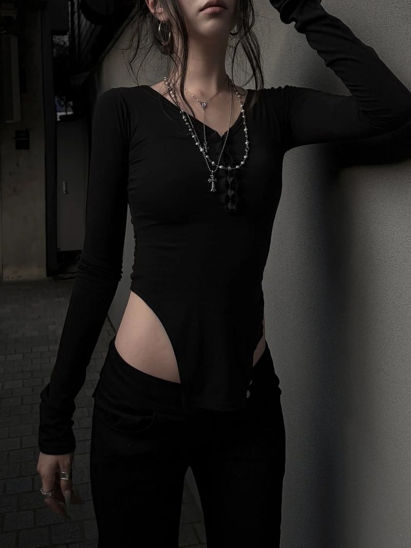 hook deep slit T (2color)