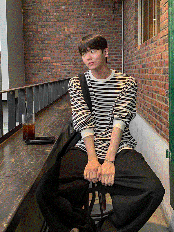 WHAT A LOOK（ワット ア ルック）の「MR Morin Loose fit stripe MTM（Tops）」