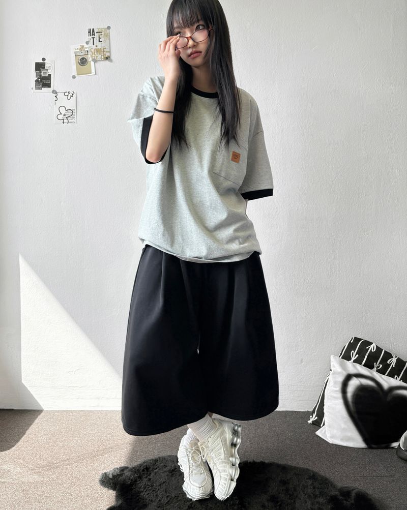 Ice-Knowing Side/Back Pintuck Balloon Bermuda Shorts 4color