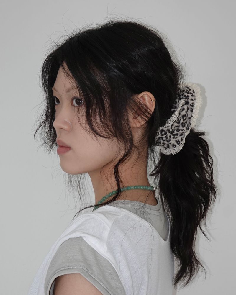 Leopard ruffle scrunchie