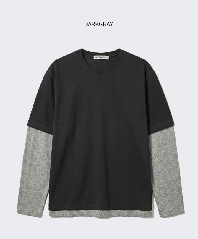 Crop Layered Long Sleeve Dark Gray