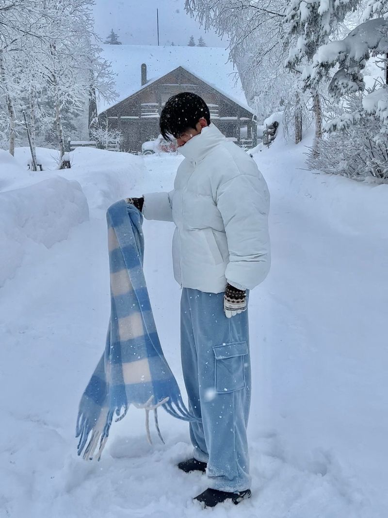 Snowflake long check muffler