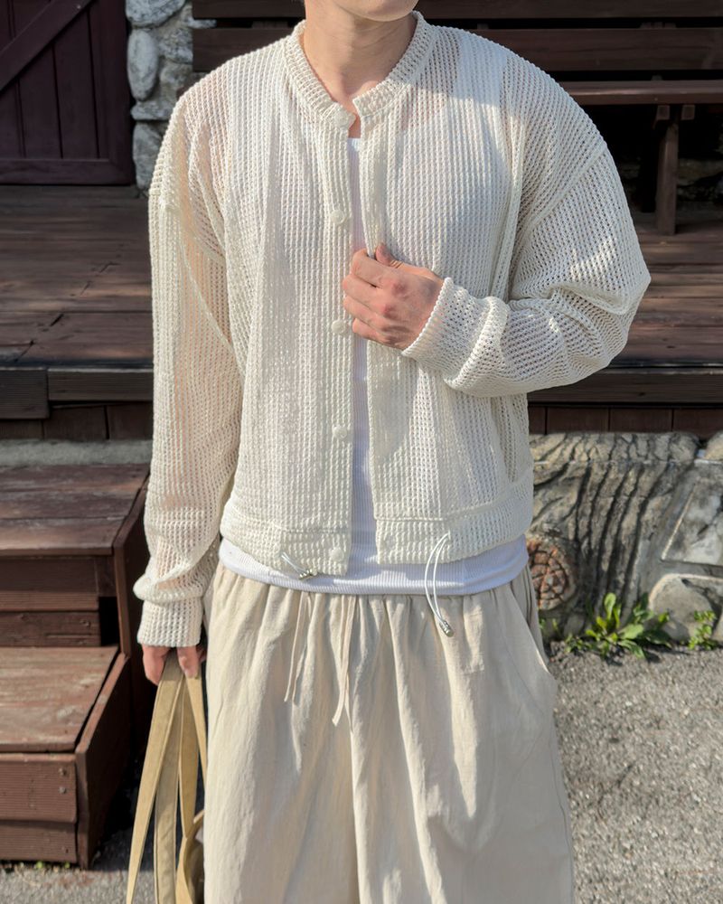 JIIGEUM（ジグム）の「Bellon Summer Mesh Crop Cardigan（Tops）」