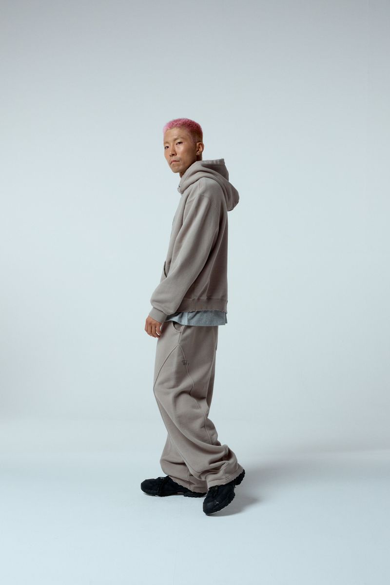 Side surfboard damage washing sweat pants (ash grey)