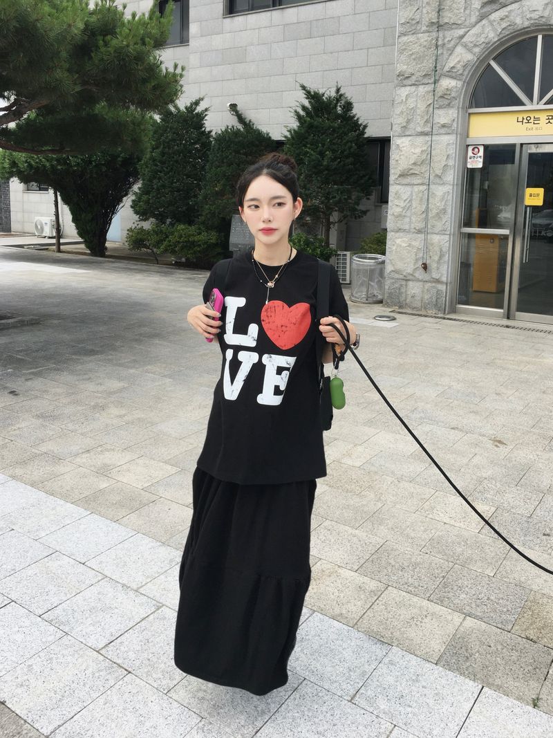 Shuming Unbal Shirring Banding Long Skirt (2c)  