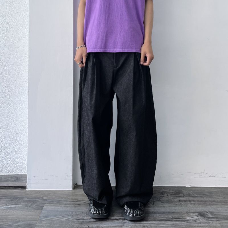 FADE MEET（フェードミート）の「Draped Black Wide Trousers（Pants）」