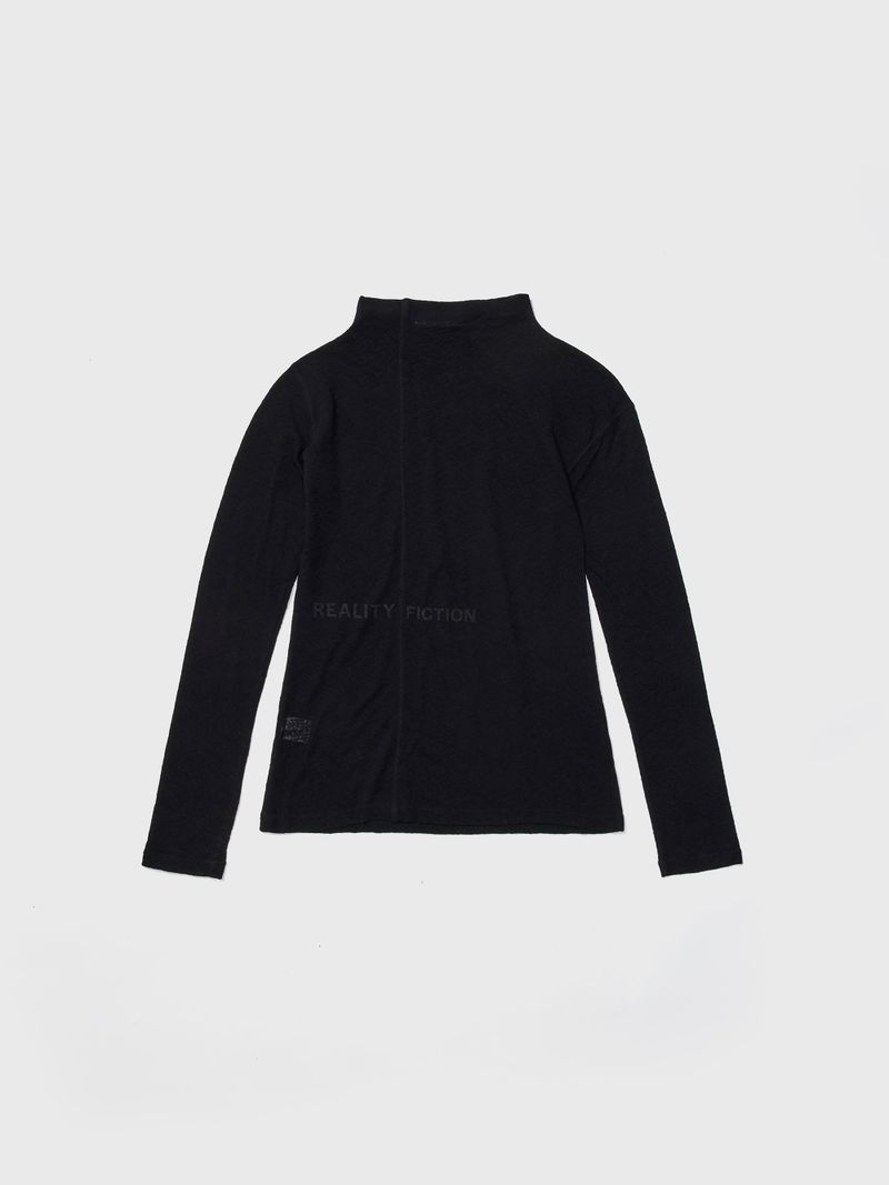 Unbalanced Stitch Turtleneck Tee Black