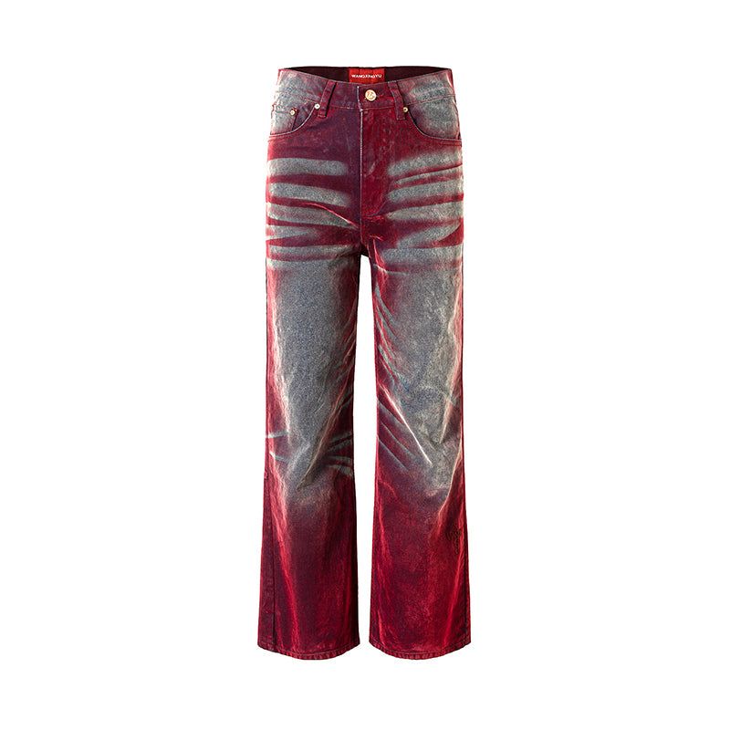 【Keshi】NEVADA WASHED FLOCKING DENIM JEANS