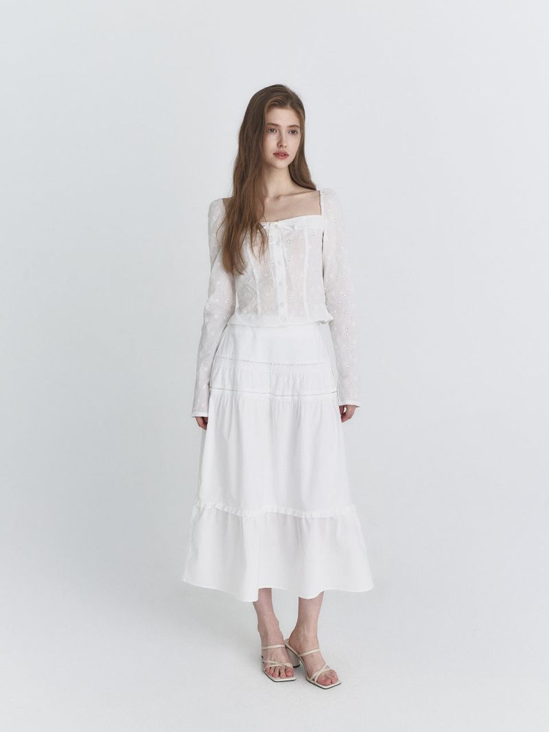 Ribbon square blouse (Ivory)