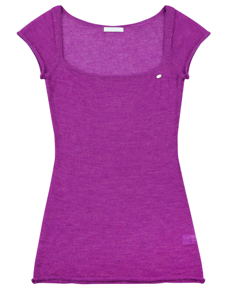 Retro Deep Square-Neck Knit T
