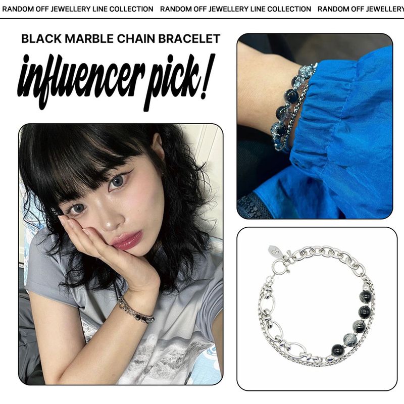 [Celeb pick] Black Marble Chain Bracelet