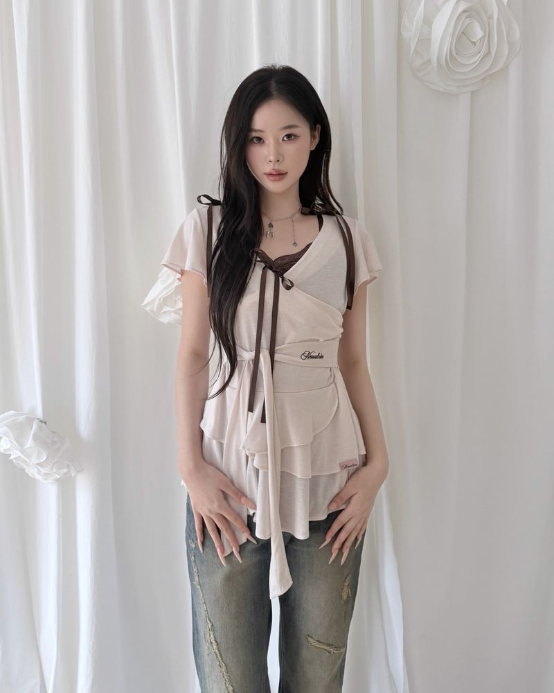 NEWALRIN(ニューアリン)の「Swan Draping Shawl Blouse(Tops)」